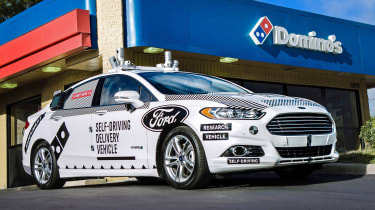 Ford Dominoes self-driving pizza delivery - front