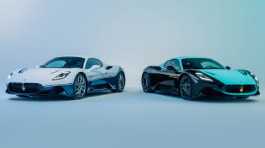 New Maserati MC20 Icona and MC20 Leggenda together front 3/4