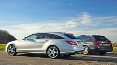 Mercedes CLS Shooting Brake and BMW 5 Series Touring rear static