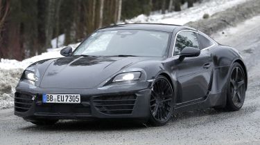 Porsche Cayman EV - front 3/4