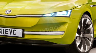 New Skoda EV sports car - front detail (watermarked)