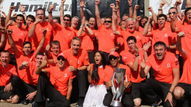 The McLaren team celebrate