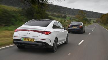 Mercedes CLA and Tesla Model 3 - rear tracking