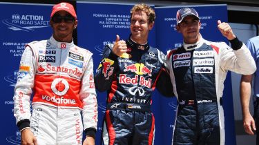 Lewis Hamilton, Sebastian Vettel and Pastor Maldonado