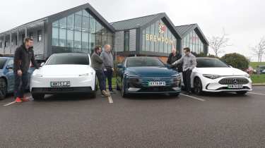 Winter range test - Audi, Tesla and Mercedes in carpark