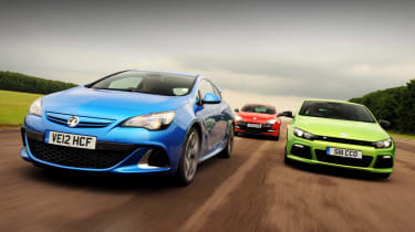 Vauxhall Astra VXR vs Renault Megane 265 and VW Scirocco R