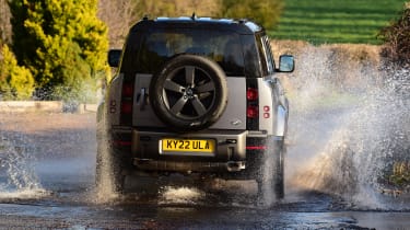 Land Rover Defender long-termer - driving through ford (rear)