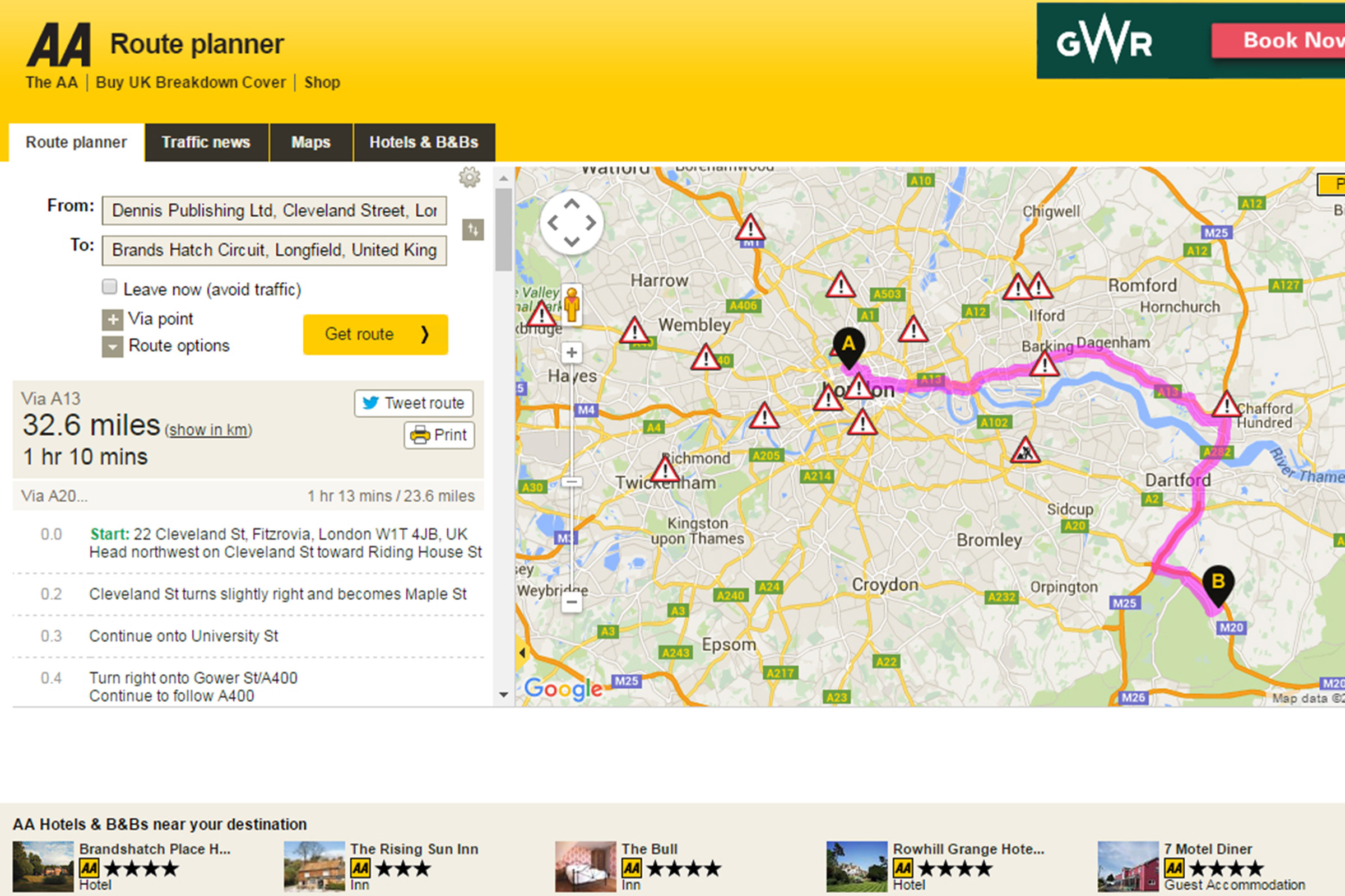 aa travel map uk