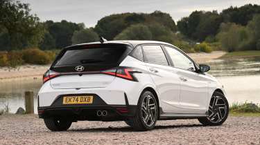 Hyundai i20 being driven in the UK - rear static 