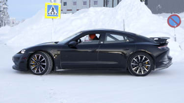 Porsche Taycan facelift winter testing - side