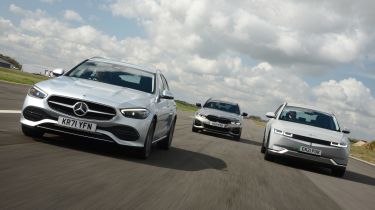 Mercedes C 220 d Estate vs BMW 330e Touring vs Hyundai Ioniq 5 - header