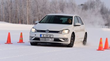 Volkswagen Golf winter tyre testing car - front action