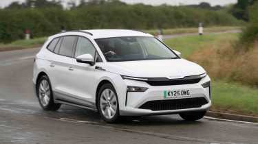 Skoda Enyaq - front cornering, left
