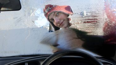winter icy windscreen