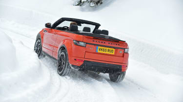 Range Rover Evoque Convertible review - snow rear cornering