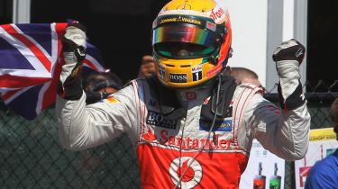 Lewis Hamilton celebrates