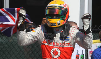 Lewis Hamilton celebrates