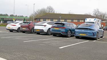 Winter range test - rear of cars in carpark