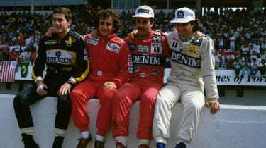 The 1987 Formula 1 season was Senna&#039;s (far left) final year with the Lotus team