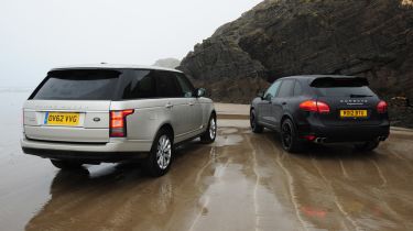 Range Rover and Porsche Cayenne rear static