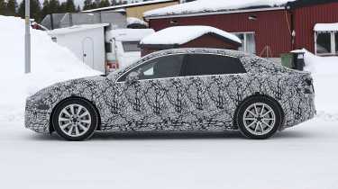 Electric Mercedes C-Class (camouflaged test car) - side