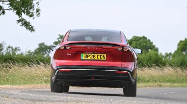 Mazda 6e in the UK - rear cornering 