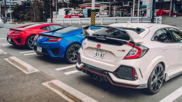 Honda Civic Type R and NSX parked