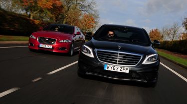 Mercedes S63 AMG vs Jaguar XJR header
