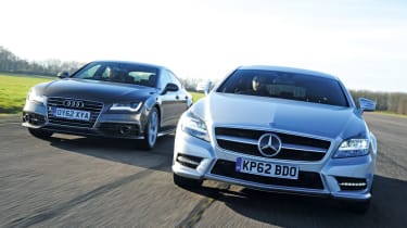 Audi A7 and Mercedes CLS Shooting Brake front tracking