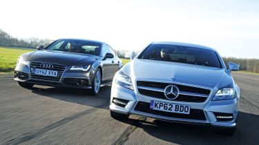 Audi A7 and Mercedes CLS Shooting Brake front tracking