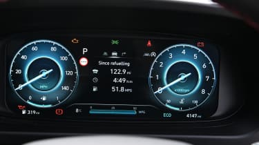 Hyundai i20 being driven in the UK - digital drivers display 