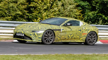 Aston Martin Vantage spy shot side quarter
