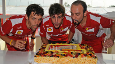 Fernando Alonso and his birthday cake