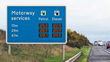 Motorway fuel price signs