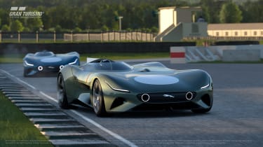 2 Jaguar Vision Gran Turismo Roadster virtual concepts on track - Grant Turismo 7 screenshot