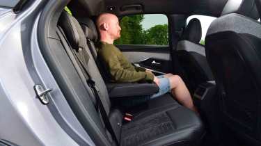 Peugeot E-3008 - rear seats with Chief reviewer, Alex Ingram