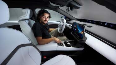 Jordan Katsianis sat in the BMW i3