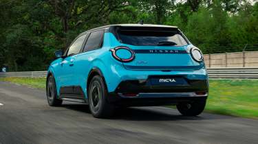 Nissan Micra EV (blue) - rear tracking