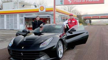 Kimi Raikonnen meets Chris Ebbs and a Ferrari F12