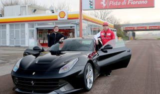Kimi Raikonnen meets Chris Ebbs and a Ferrari F12