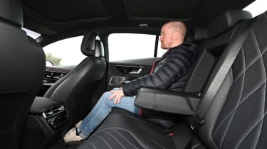 Mercedes EQE - Alex Ingram sitting in rear seat