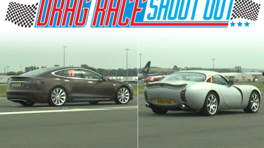 Tesla Model S vs TVR Tuscan drag race