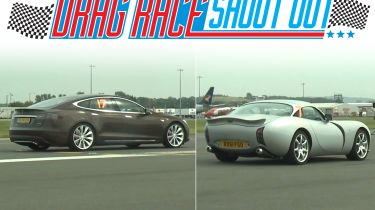 Tesla Model S vs TVR Tuscan drag race