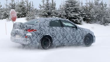 New Mercedes-AMG CLA saloon (camouflaged) - rear 3/4