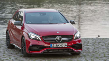 Mercedes-AMG A45 2015 red front quarter 2