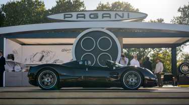 Pagani Utopia Roadster on display at 2024 Monterey Car Week - side static