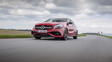 Mercedes-AMG A45 2015 red front tracking