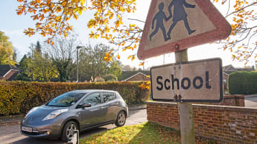 Nissan Leaf feature - school sign