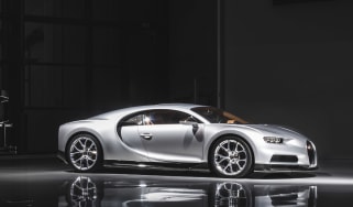 Bugatti Chiron silver side on