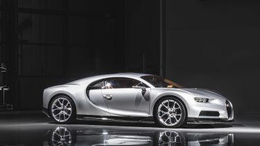 Bugatti Chiron silver side on
